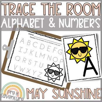 Preview of Trace the Room Summer | Alphabet and Number Recognition