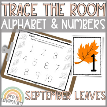 Preview of Trace the Room Fall Leaves | Alphabet and Number Recognition