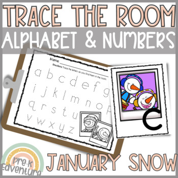 Preview of Trace the Room Winter Snow | Alphabet and Number Recognition