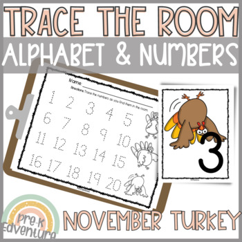 Preview of Trace the Room Thanksgiving | Alphabet and Number Recognition