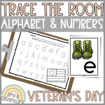 Preview of Trace the Room Veteran's Day FREE | Alphabet | Numbers
