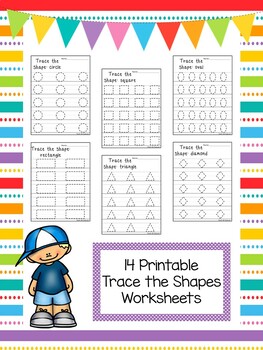 trace the shapes tracing worksheets preschool kdg math by teach at daycare