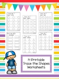 Trace the Shapes Tracing Worksheets. Preschool-KDG Math.