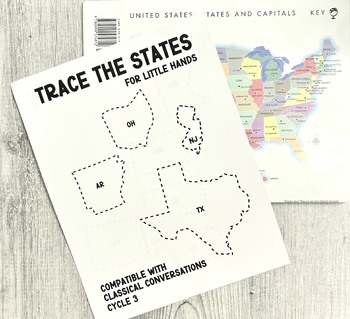 Preview of Trace the States For Little Hands Easy Tracing Classical Conversations Cycle 3