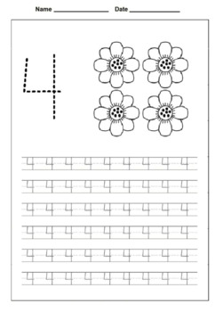 trace the number four 4 by artsy education tools and fun activities