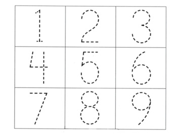 Preview of Trace the number page. 1 - 9 . Dot to dot tracing sheet. Practice page.