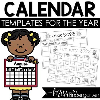 free calendar templates 2022 and 2023 by miss kindergarten love tpt