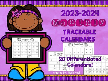 Preview of Traceable Monthly Calendars