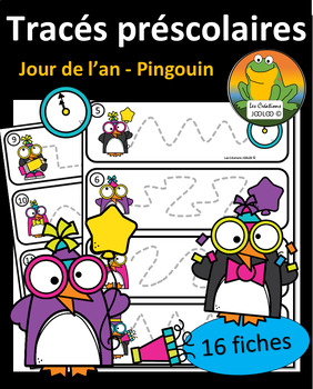 Preview of Tracés préscolaires - Jour de l'an - Pingouin