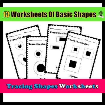 Preview of Tracing 2D -13 Basic Geometric Shapes - Clipart - Tracing In the Dashed Lines