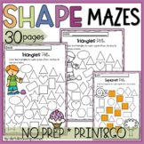 Tracing 2D Shapes Worksheet Mazes Preschool / Pre K Morning Work