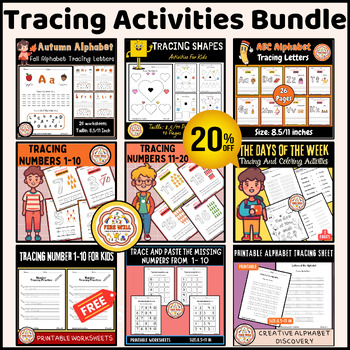 Preview of Tracing Activities Bundle For Preschool, Kindergarten, 1st Grade - April  Pack