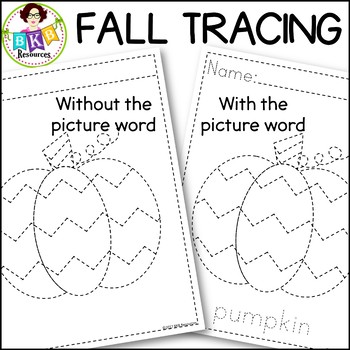 Tracing Activities Fall Picture Tracing Worksheets NO Prep by BKB Resources