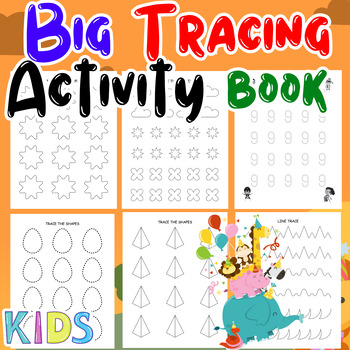 Preview of Tracing Activity Book for Kids, Learn To Trace Lines, Shapes, Letters, Numbers
