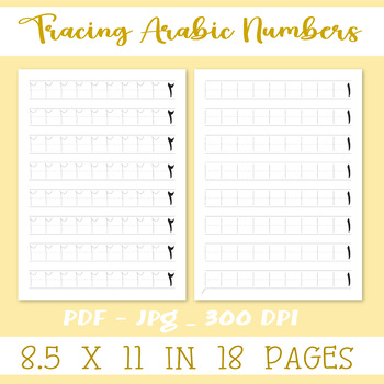 Preview of Tracing Arabic Numbers For Toddlers And Kids
