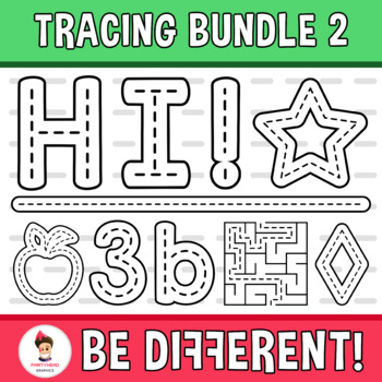 Preview of Tracing Bundle Clipart 2 Fine Motor Skills Pencil Control Back To School