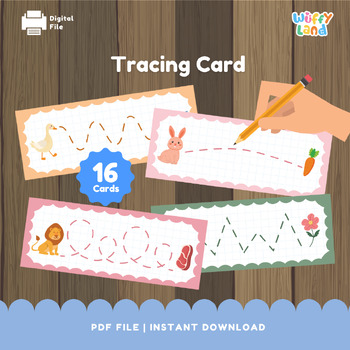 Preview of Tracing Card, Tracing Line Game, Flashcard Activity, PreK, Toddlers, Preschool,