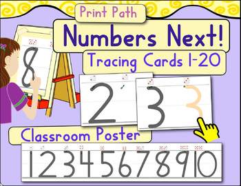 Preview of Tracing Cards & Classroom Number Poster 1-20: Numbers Next!