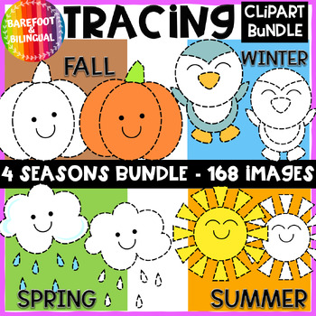 Preview of Tracing Clipart 4 Seasons Bundle - Simple Clipart for Tracing Activities