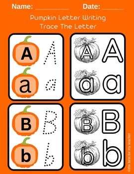 Tracing & Coloring Letters / Pumpkin Letter Writing Worksheets/ Fall ...