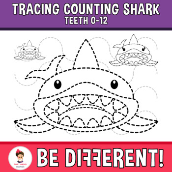 Preview of Tracing Counting Shark 0-12 Clipart (Teeth) Dental Health Month February