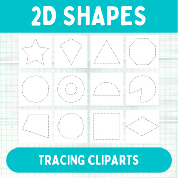 Preview of Tracing & Cutting 2D Shapes Cliparts - Printable Math Graphics - Commercial Use