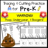 Tracing & Cutting/Gluing Practice for Pre-K (Poop, Underwe