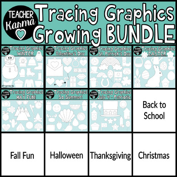 Preview of Tracing & Cutting Templates for the Whole Year- Holiday Graphics: GROWING BUNDLE