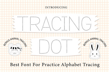 Preview of Tracing Dot Font l Alphabet Trace Guide Primary Font l Bonus Tracing Cute Animal