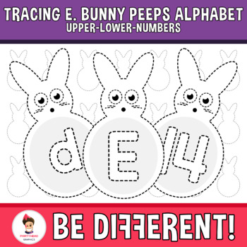 Preview of Tracing Bunny Peeps Alphabet Clipart Letters Fine Motor Skills Pencil Control