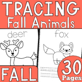Tracing Fall Animals and Sight Word Writing Practice Worksheets