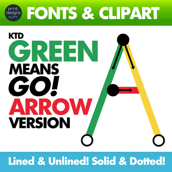 Preview of Tracing Fonts, Letter Formation, Green Means Go Fonts/Clipart - ARROW VERSION