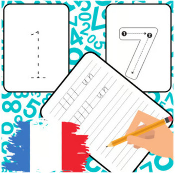 Preview of Tracing French Numbers handwriting tracing worksheets