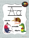 Tracing Letter A with Animals (Poster included)