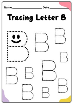 tracing letter b worksheet for kindergarten preschool kids printable pdf