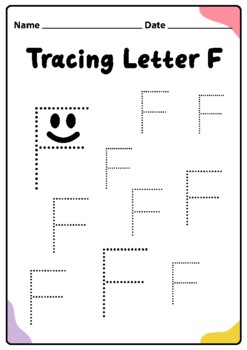 tracing letter f worksheet for kindergarten preschool kids printable pdf