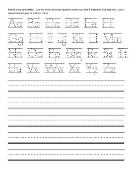 Preview of Tracing Letter Formation Guide  with First and Last Name Writing Practice