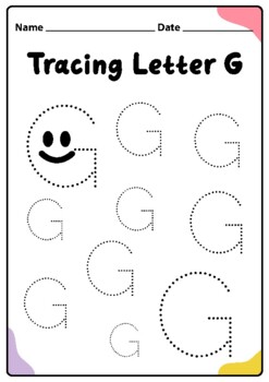 tracing letter g worksheet for kindergarten preschool kids printable pdf
