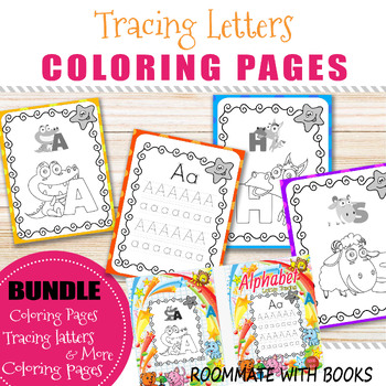 Tracing Letters Coloring Pages by Roommate with books | TPT