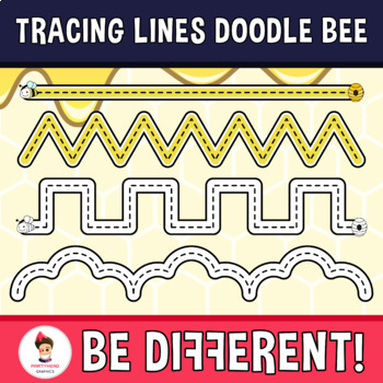 Preview of Tracing Lines Clipart Bee Guided Set Motor Skills Pencil Control Insect Spring