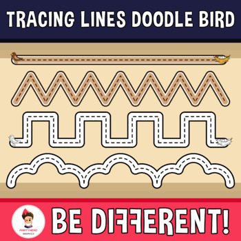 Preview of Tracing Lines Clipart Bird Guided Set Motor Skills Pencil Control Animal Spring
