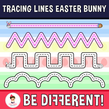 Preview of Tracing Lines Clipart Easter Bunny Guided Set Motor Skills Pencil Control April