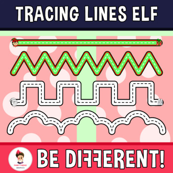 Preview of Tracing Lines Clipart Elf Guided Set Motor Skills Pencil Control Christmas