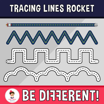 Preview of Tracing Lines Clipart Rocket Guided Set Motor Skills Pencil Control Outer Space