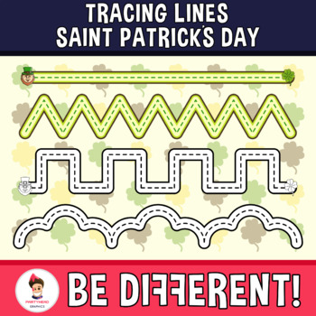 Preview of Tracing Lines Clipart Sant Patricks Day Guided Set Motor Skills Pencil Control