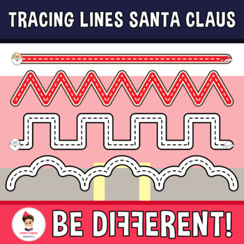Preview of Tracing Lines Clipart Santa Claus Guided Set Motor Skills Pencil Control