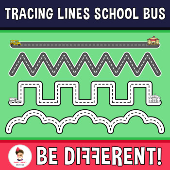 Preview of Tracing Lines Clipart Back To School Bus Guided Set Motor Skills Transportation
