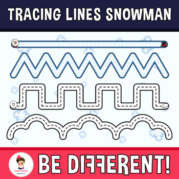 Preview of Tracing Lines Clipart Snowman Guided Set Motor Skills Pencil Control Winter