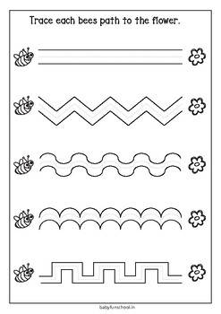 tracing lines free printable worksheets by babyfunschool tpt