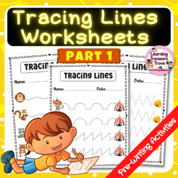 Preview of Tracing Lines Worksheets / Pre-Writing Activities for PreK - K, Homeschool